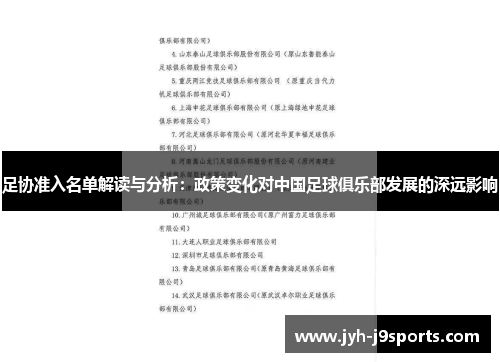足协准入名单解读与分析：政策变化对中国足球俱乐部发展的深远影响