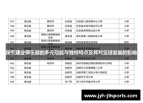 探索建业俱乐部的多元功能与独特特点及其对足球发展的影响